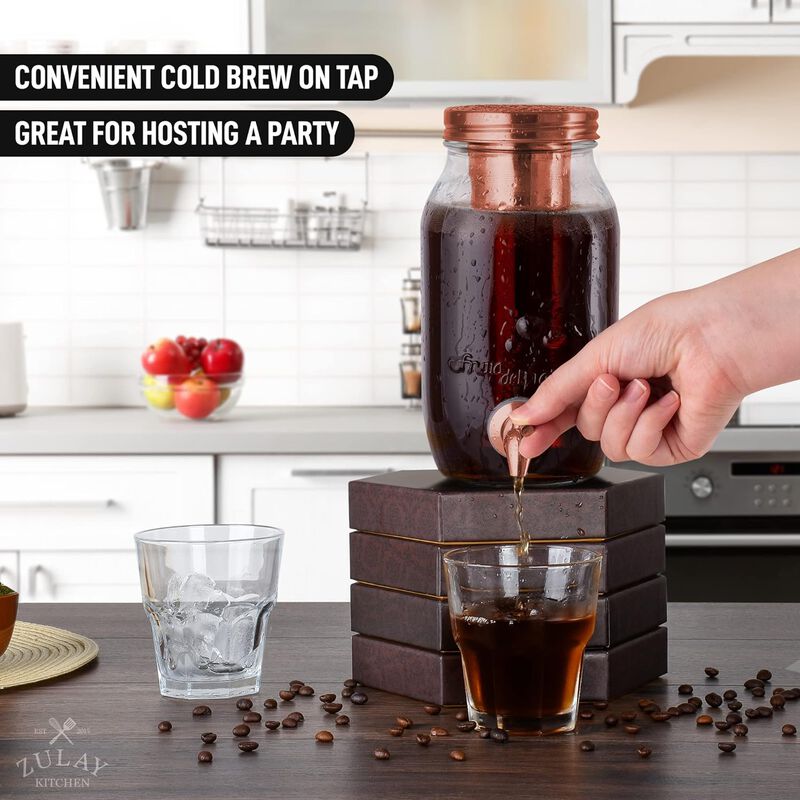 1.5 Liter Cold Brew Coffee Maker with Extra Thick Glass Carafe & Stainless Steel Mesh Filter image number 3
