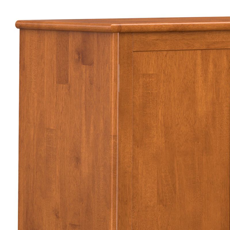 Simpli Home Draper Solid Hardwood Mid Century 4 Door Sideboard Buffet In Teak Brown image number 4