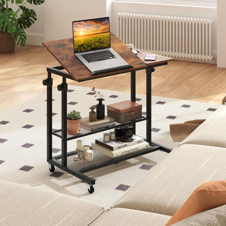 Hivvago Mobile Stand up Desk Height Adjustable Standing Table with Tilting Tabletop