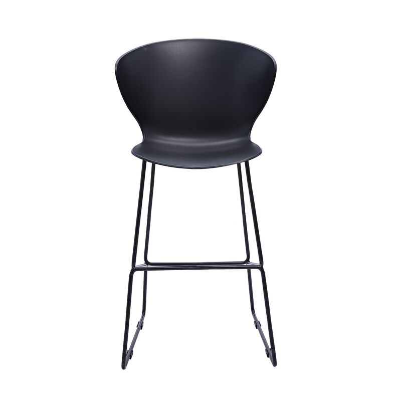 Hivvago Set of Two 30 Inch Black Heavy Duty Plastic and Metal Low Back Bar Height Bar Chairs