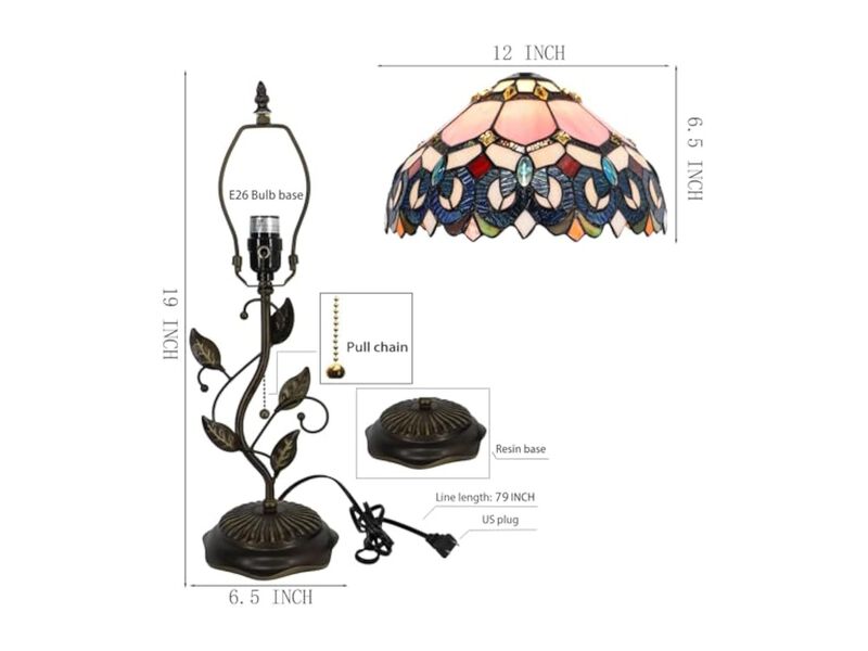 Tiffany Style Stained Glass Table Lamp For Office Pink image number 2