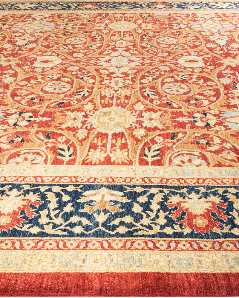 Eclectic, One-of-a-Kind Hand-Knotted Area Rug  - Orange, 12' 1" x 18' 1"