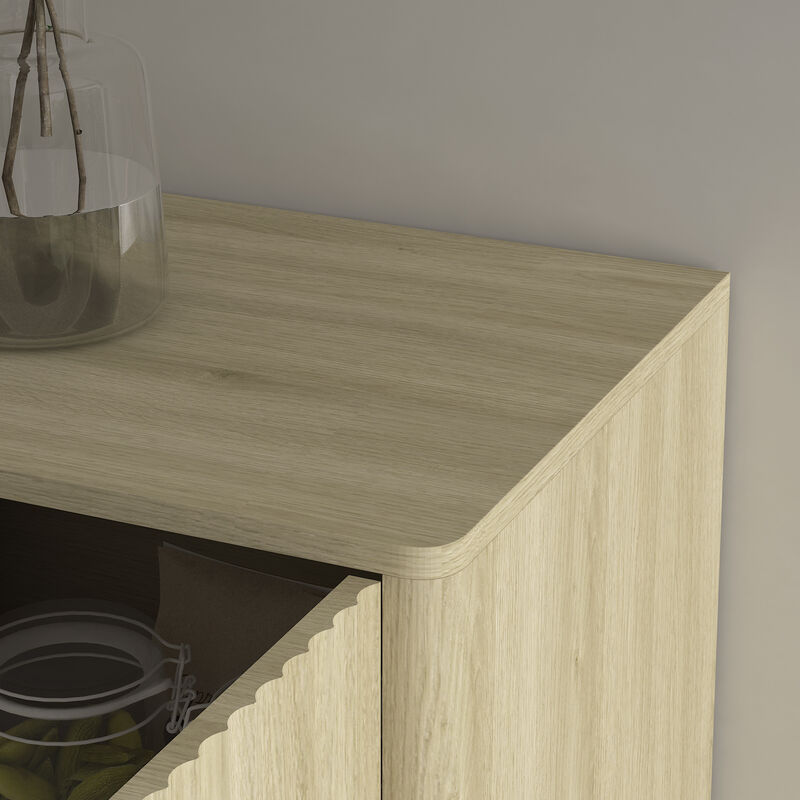 TATEUS Modern Wood Sideboard with Fluted Detailing, Large Buffet Credenza Adjustable Shelves image number 3