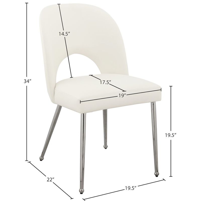 Meridian Furniture Logan Cream Vegan Leather Dining Chair, Set of 2