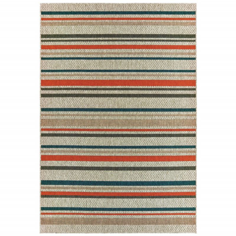 3' X 5' Grey Blue Geometric Indoor Outdoor Area Rug image number 0