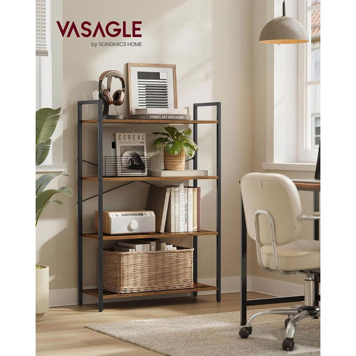 4-Tier Standing Bookshelf &ndash; Durable Display Shelf for Minimalist or Industrial Interior Styles
