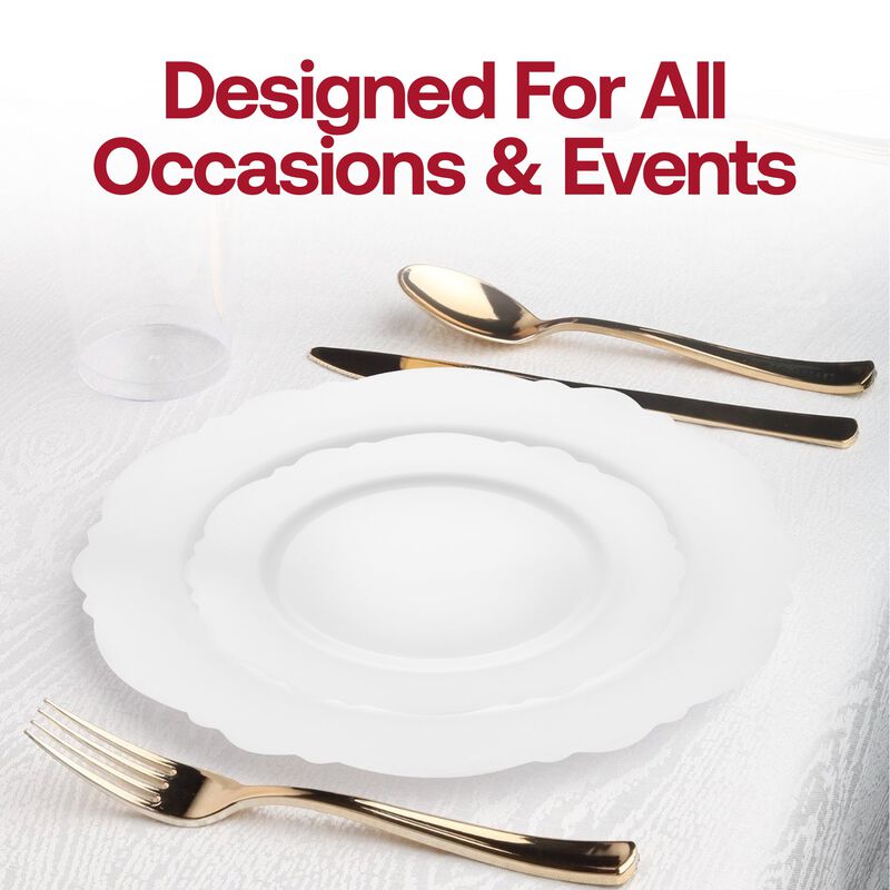 7.5" Solid White Round Blossom Plastic Salad Plates (120 Plates) image number 6