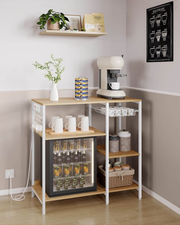 Bakers Rack with Charging Station and Power Outlet Shelf