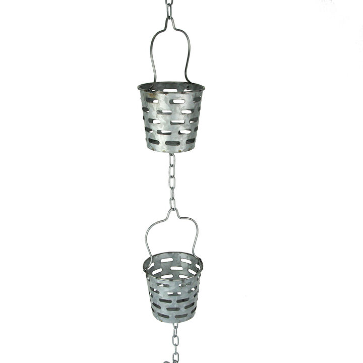 74 Inch Galvanized Metal Olive Bucket Rain Chain Gutter Home Downspout Accent