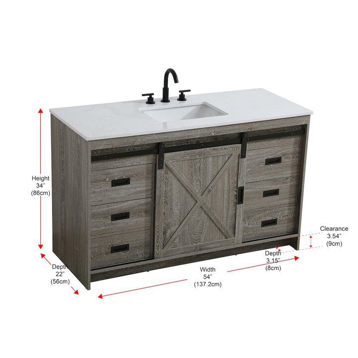 Elegant Kitchen and Bath Austin 54 Inch Single Bathroom Vanity In Rustic Grey