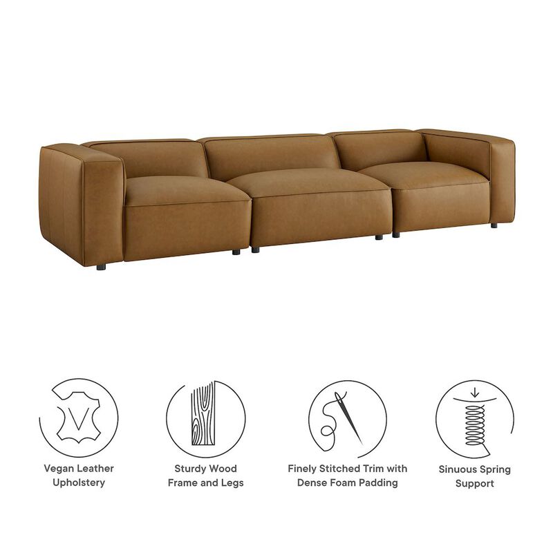 Auren 3-Piece Upholstered Vegan Leather Modular Sofa image number 4