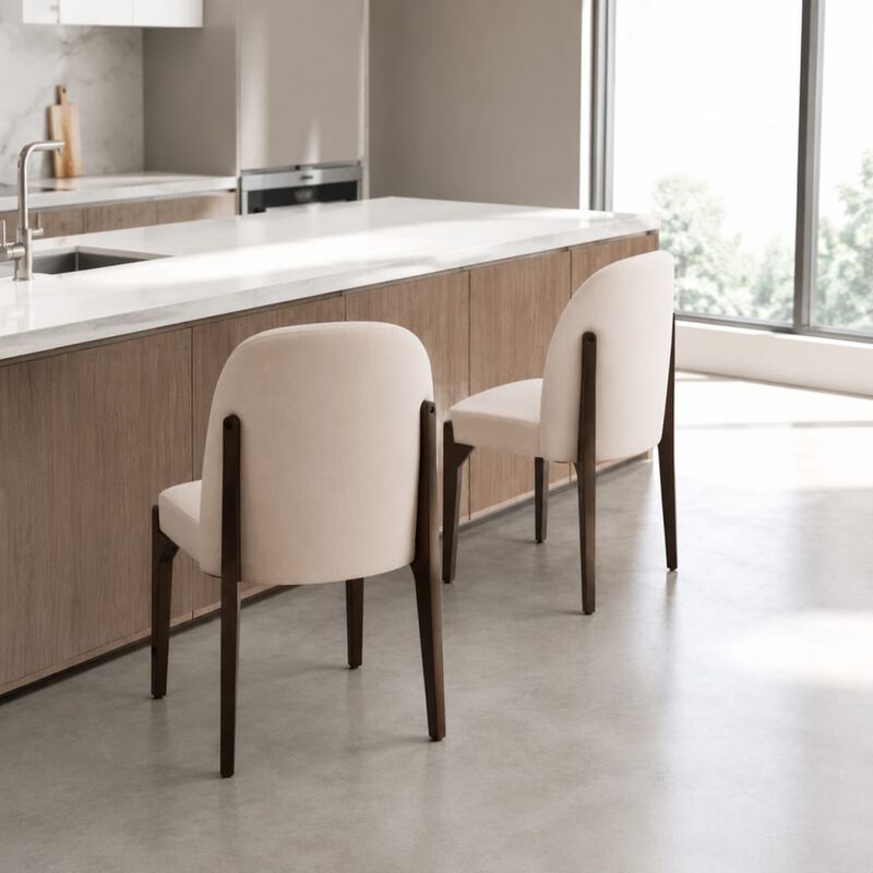 GOODSILO Set of 2 Mid-Century Modern Upholstered Dining Chairs, Sturdy Seating for Kitchen, Dining Room and Small Space Use image number 3