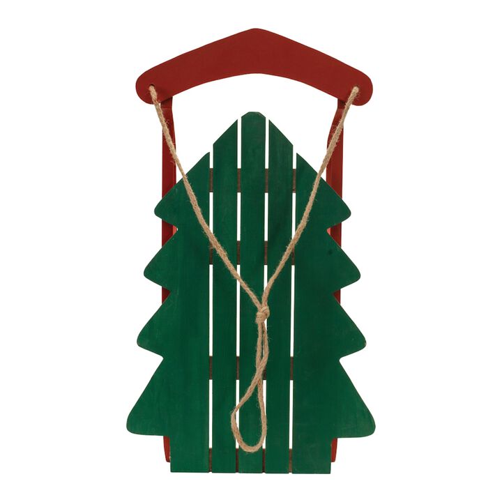 Wood Pine Tree Sled Christmas Decoration – Rustic Wooden Holiday Accent for Winter Home Décor