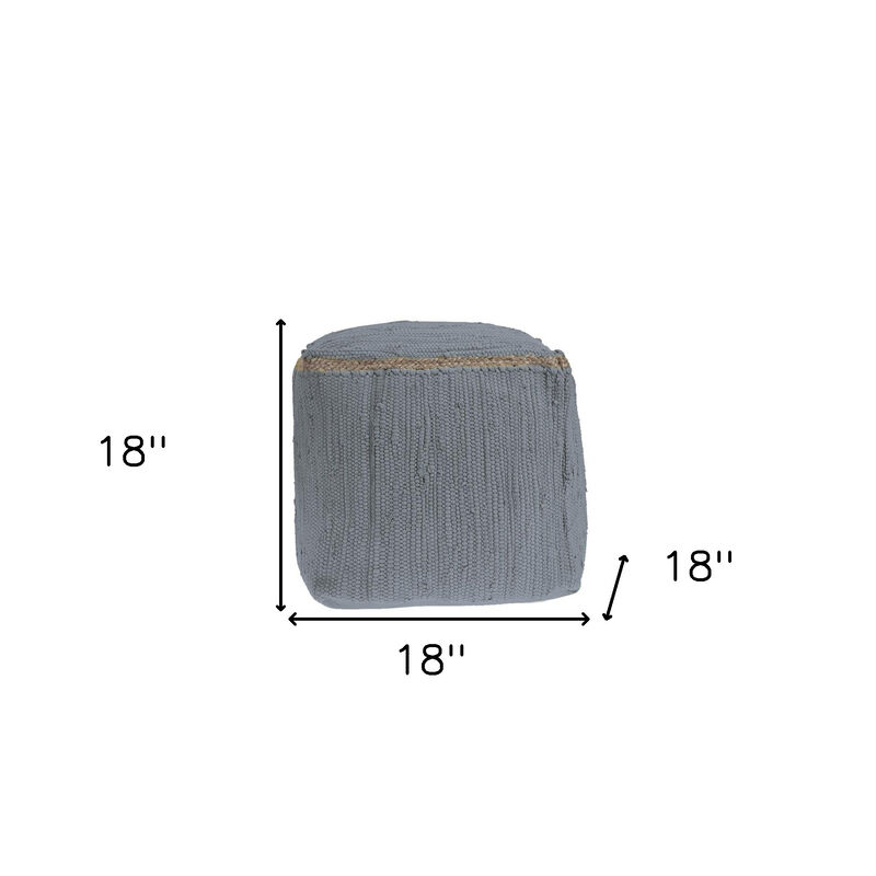 Hivvago 18 Inch Dark Gray And Natural Cotton And Jute Cube Pouf Ottoman