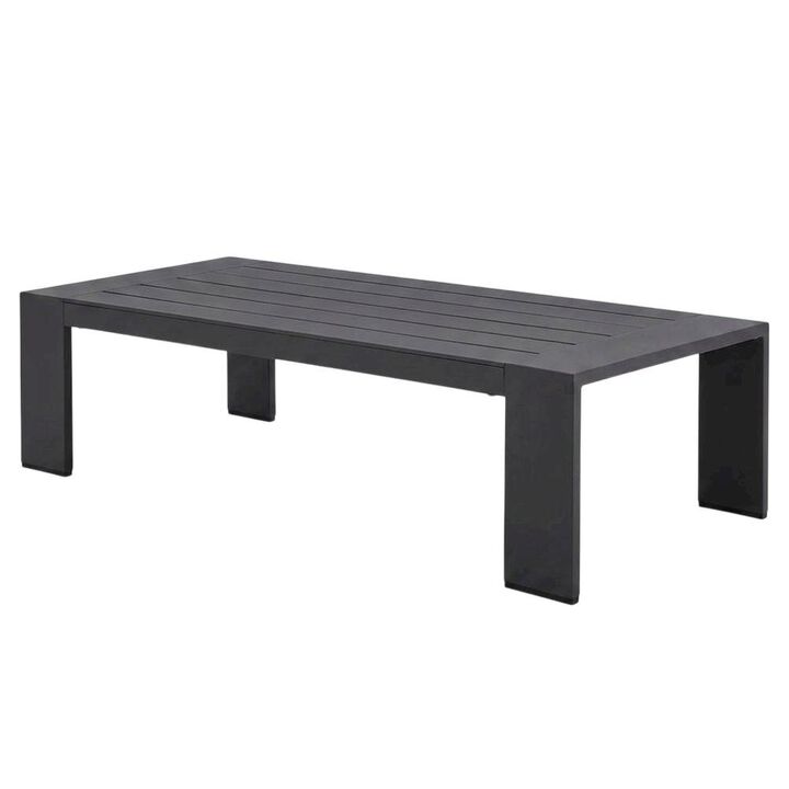 Powder-Coated Aluminum Rectangular Outdoor Patio Coffee Table, Gray
