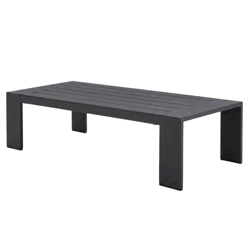 Powder-Coated Aluminum Rectangular Outdoor Patio Coffee Table, Gray image number 1