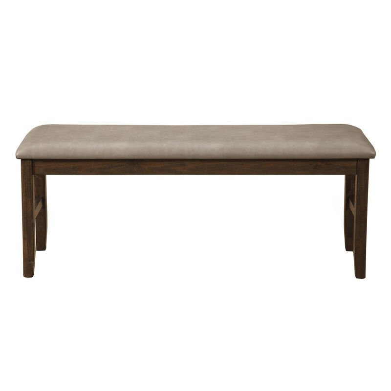 Elegant Faux Leather Dining Bench – Distressed Upholstered Cushion with Wood Support