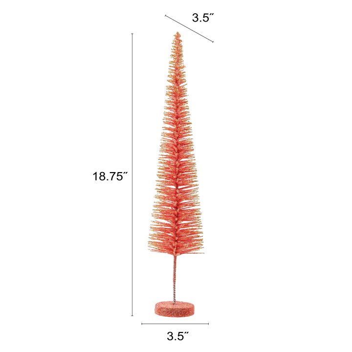 Pink & Gold Glitter Flocked Bottle Brush Tree