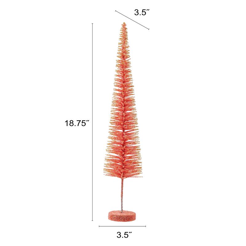 Pink & Gold Glitter Flocked Bottle Brush Tree image number 1