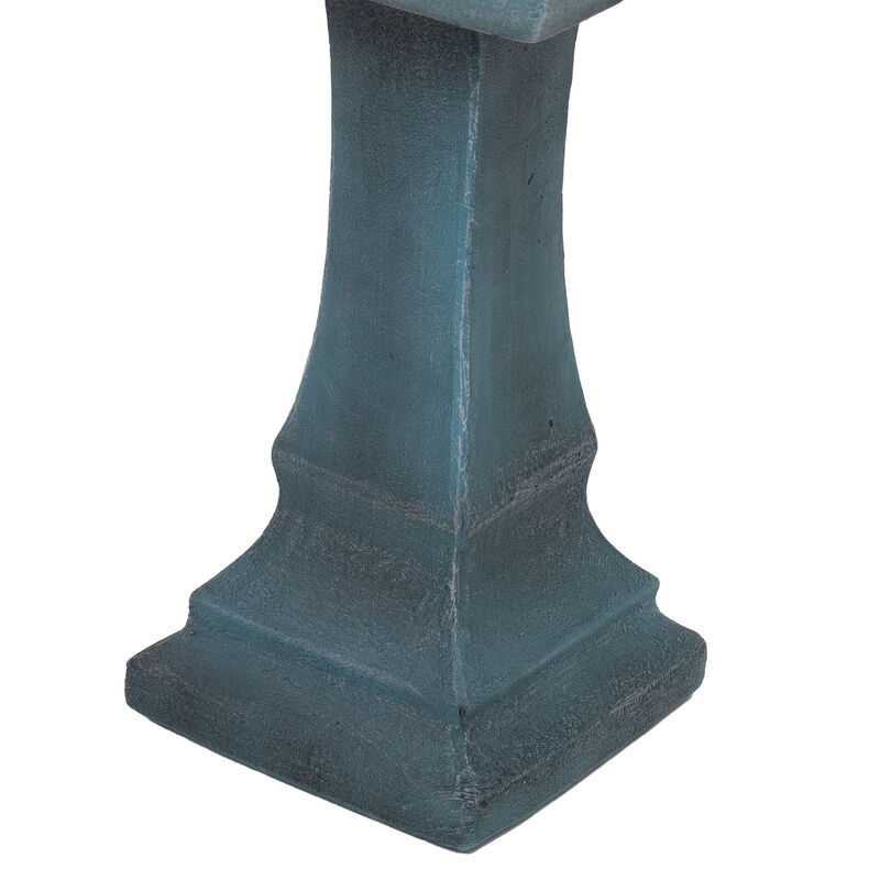 Sunnydaze Simply Square Modern Reinforced Concrete Bird Bath - 23-Inch