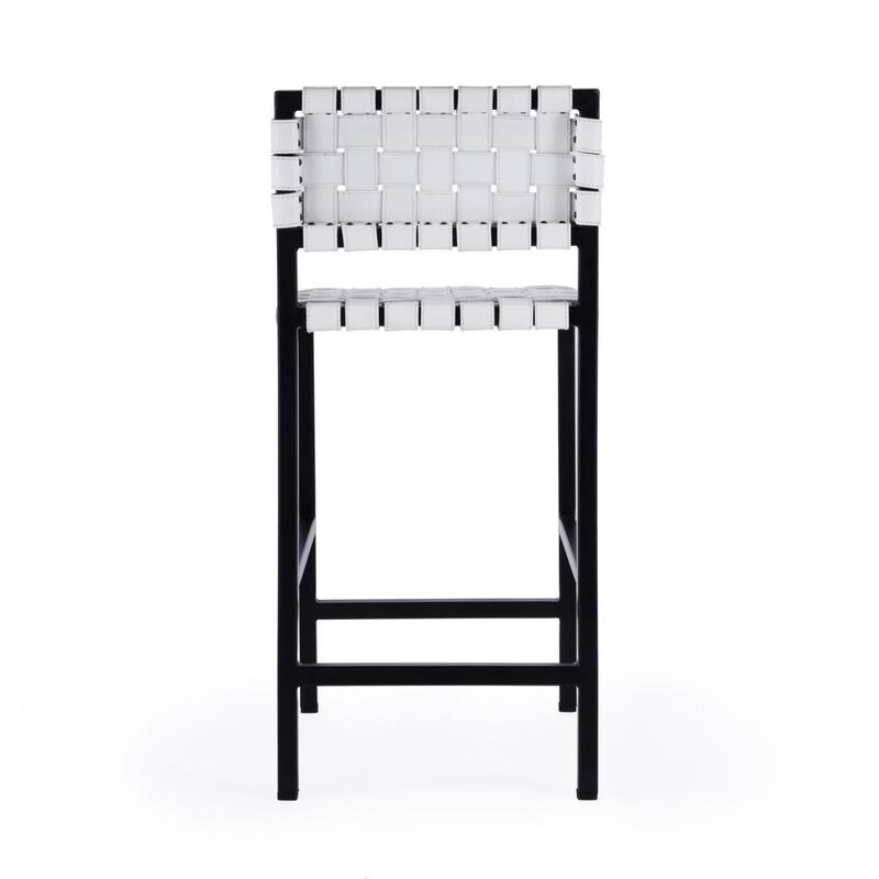 Butler Specialty Bromley Iron and Leather 24.5 Counter Stool, White