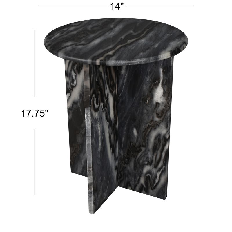 Javier 14" Contemporary Natural Marble Handmade X-Shaped End Table