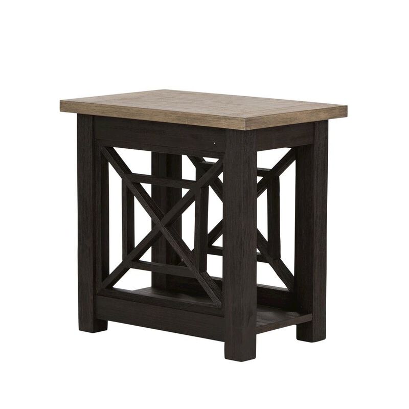 Black Side Table with Acacia Solid and Veneer, Small Sofa Table image number 1