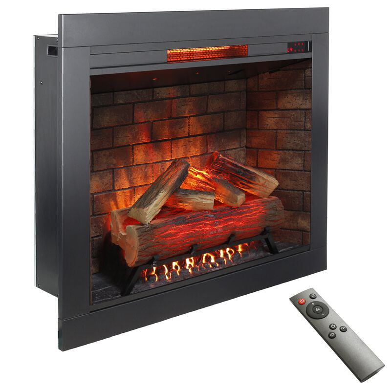 Mondawe 33 Inch Infrared Electric Fireplace with Removable Trim kit Insert, Touch Panel Home Decor Heater, Smokeless Firebox With Fire Cracking Sound