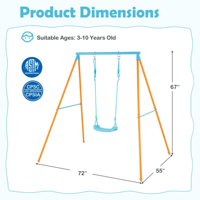 Hivvago Outdoor Heavy Duty Metal Toddler Swing Set with Stand