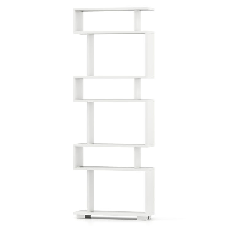 Tall 6-Shelf Bookcase with Anti-Tip Hardware &ndash; Freestanding Display Organizer