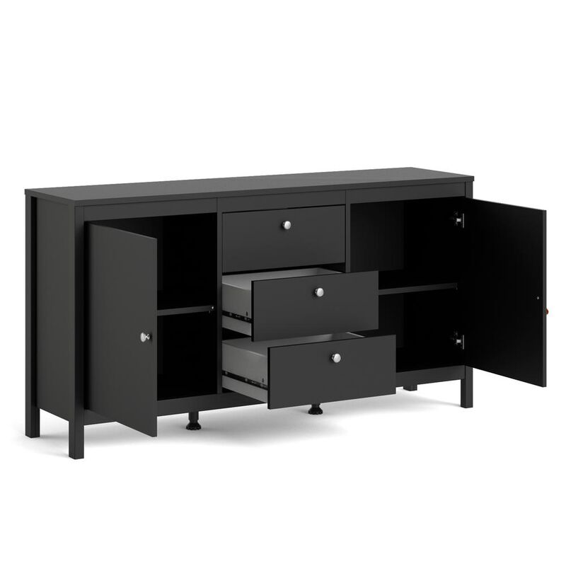 Tvilum Madrid 2 Door Sideboard with 3 Drawers, Black Matte