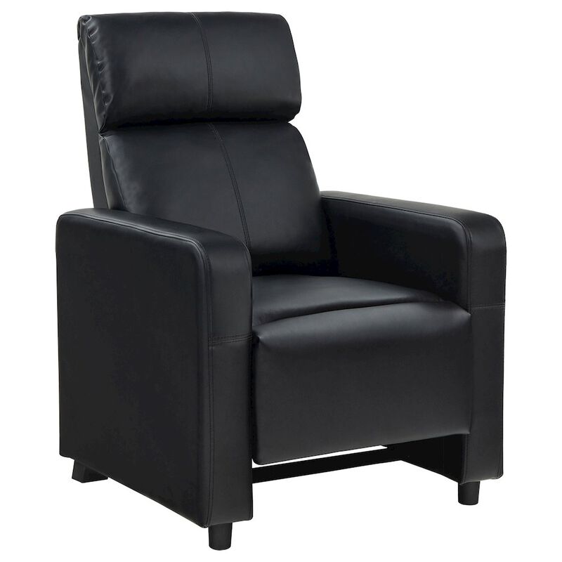 Plethoria Home Black Upholstered Push-Back Recliner