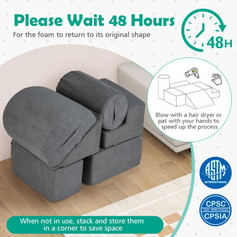 Hivvago 6-Piece Baby Climbing Blocks with 30D High-Density Foam and Carrying Handles