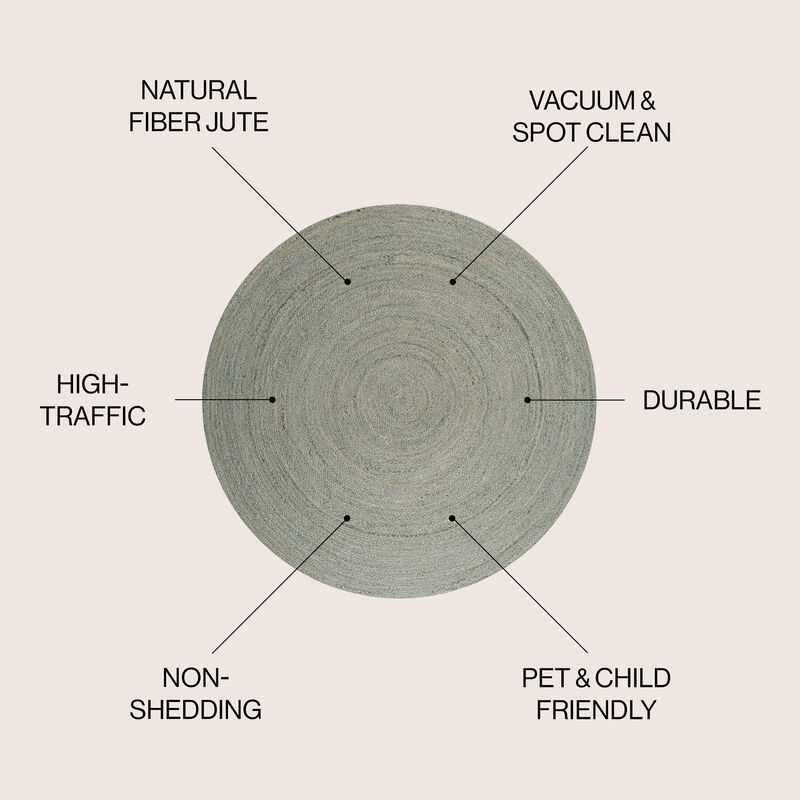 Zara Braided Coastal Cottage Round Jute Round Area Rug