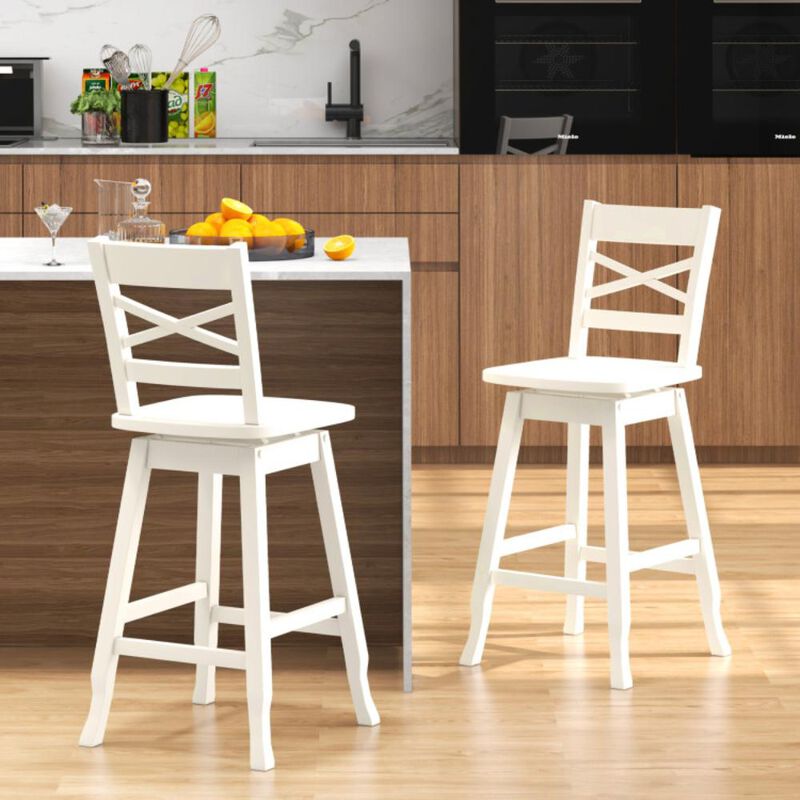 Hivvago Swivel Counter Height Stool Set of 2 with Inclined Backrest