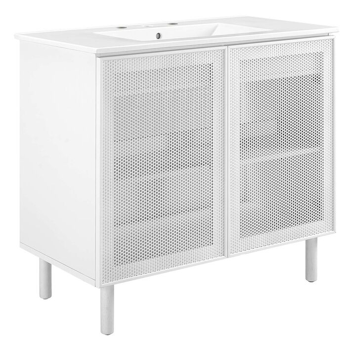 Modway Calla 36 Perforated Metal Bathroom Vanity