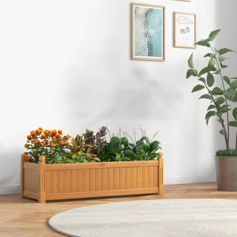 Hivvago Wooden Rectangular Garden Bed with Drainage System