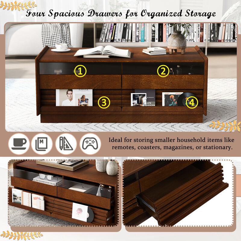 Merax High-End Vintage-Style Rectangular Coffee Table image number 5