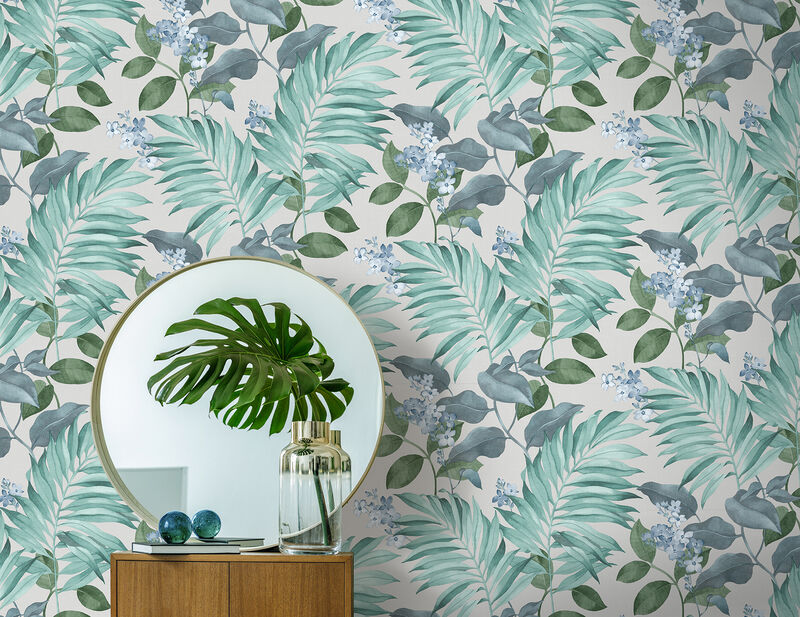 Eden Grey Tropical Wallpaper image number 1