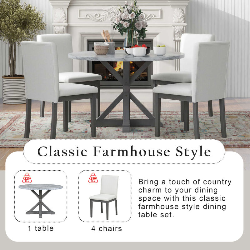 Merax 5-Piece Farmhouse Style Dining Table Set