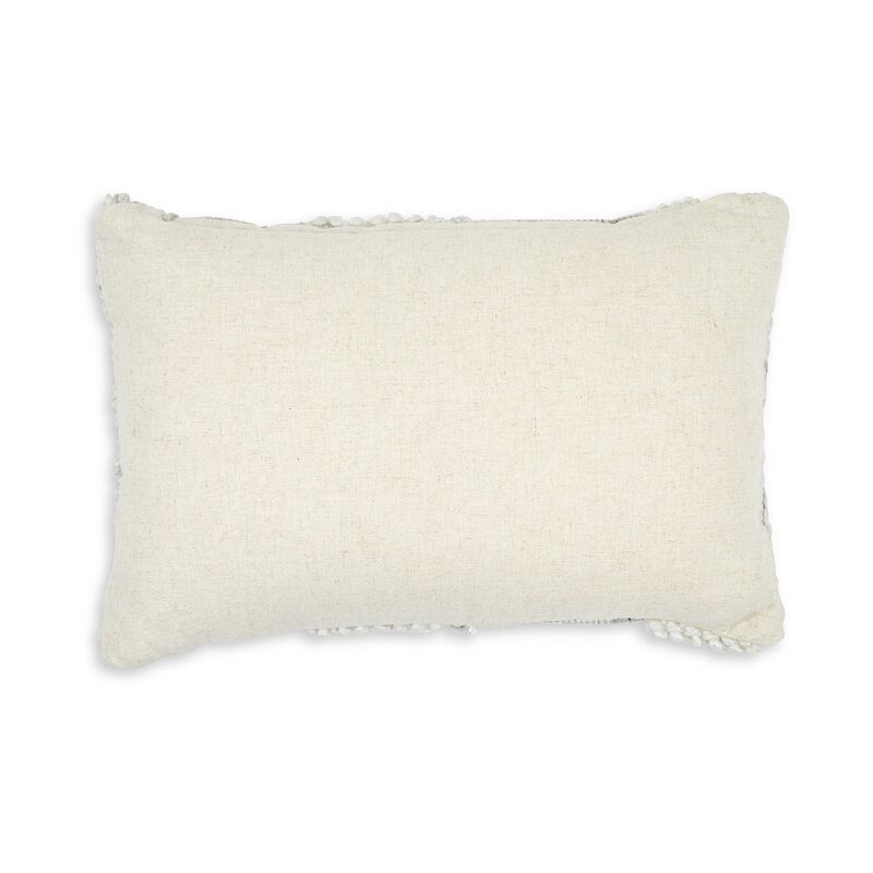 Lumbar Accent Throw Pillow, Gray White Embossed Stripes, 14 x 20 - Benzara