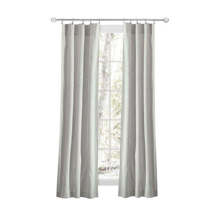 Ellis Curtain Plaza Classic Ticking Stripe Printed 3" Rod Pocket Tailored Panel Pair with Tiebacks