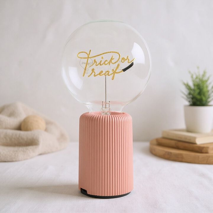 Bulb TRICK OR TREAT Amber with Base Table Lamp PORTABLE Pop