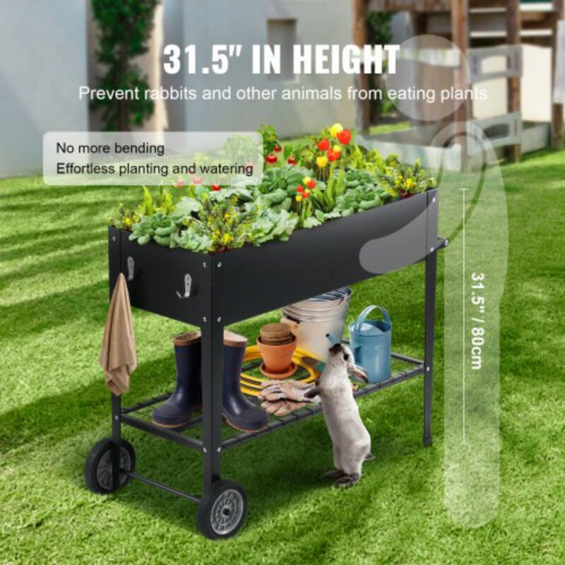 Outdoor Raised Planter Box with Legs – Galvanized Metal Garden Bed for Patio, Balcony, or Yard