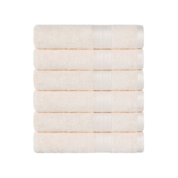 Heavyweight 6 Piece Hand Towel Set with Plush Rayon Blend Fabric