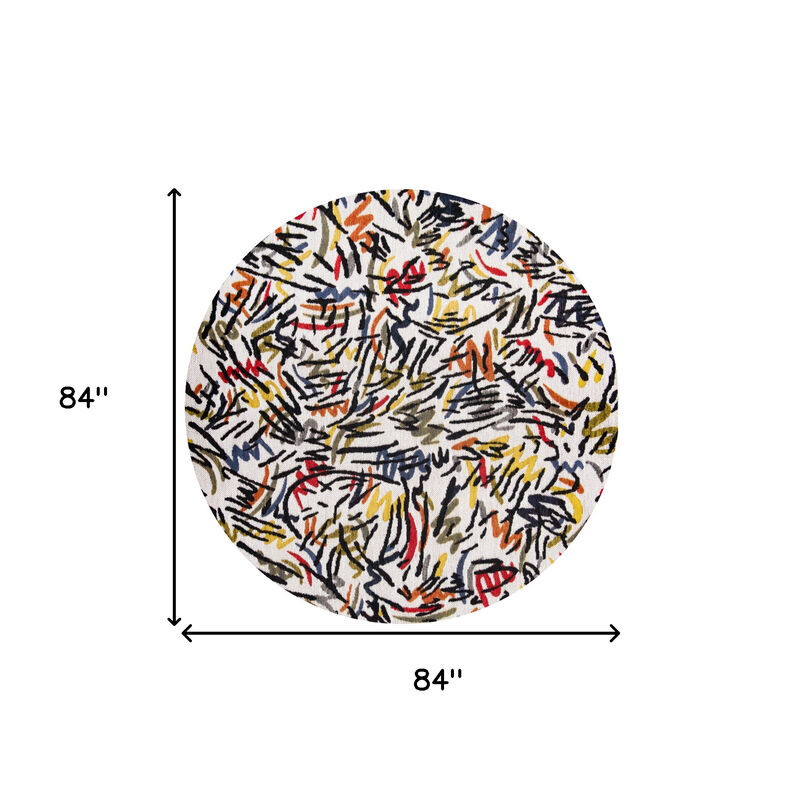 HomeRoots Round Abstract Non Skid Area Rug image number 3