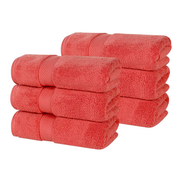 6 Piece Hand Towel Set in Zero Twist Cotton for Bathroom and Guest Use