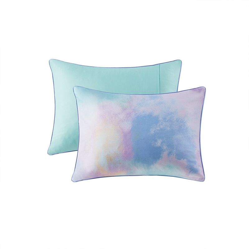 Gracie Mills Orion Dreamscape Watercolor Tie Dye Comforter Set with Cozy Throw Pillow