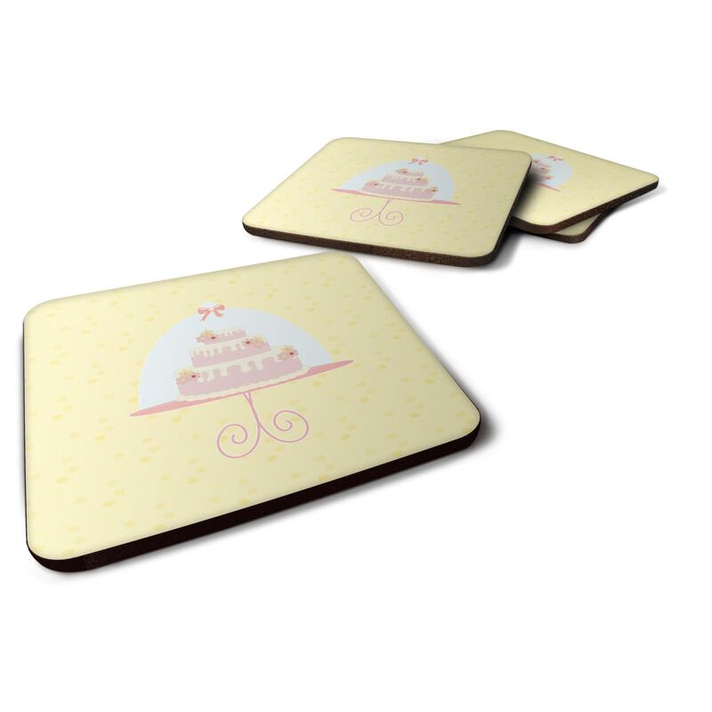 Caroline's Treasures 3 Tier Cake on Yellow Decorative coasters, 3.5, Multicolor image number 0