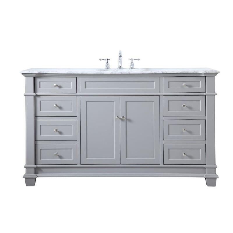 Elegant Kitchen and Bath 60 inch Single Bathroom Vanity set in Grey